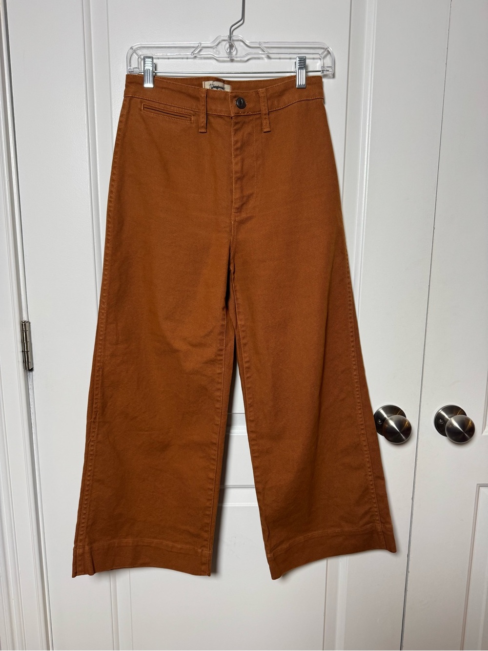 Madewell Emmett Wide-Leg Crop Pants Size 26 Burnt Sienna Rust Canvas